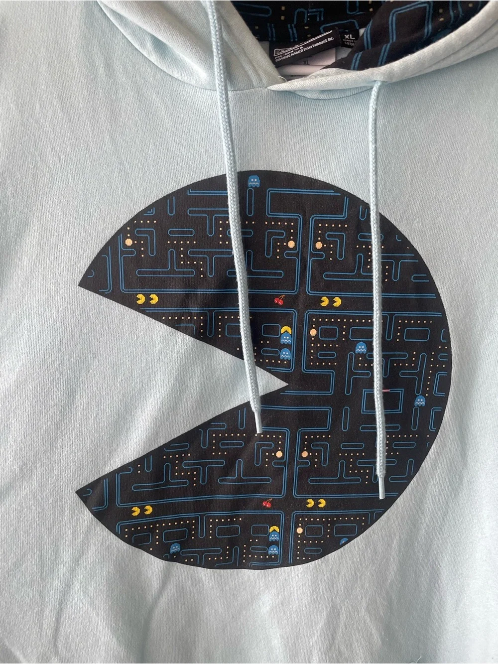 Light Blue Pac-Man Graphic Hoodie Sweatshirt - Unbranded
